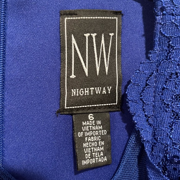Nightway Royal Blue Lace Sequin Evening Dress (Size 6) - Picture 6 of 7